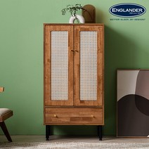 [잉글랜더] 만다린 라탄 원목 높은 장식장 600, 색상:고무나무