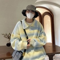 카라넥 아메카지스타일 학원 무드 이너니트 무지개 색상 그라데이션 줄무늬 스웨터박스 남성 조유 계 코트 4980166828