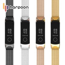 샤오미 미밴드3 메쉬 메탈 오토 스트랩, 퍼플, 더블버튼메쉬