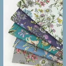 [원단쟁이] DTP 면원단 20수) 보태니컬가든패턴 5컬러 E31, blueice