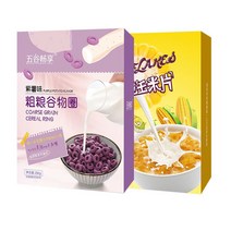 kirahosi 키라호시 중국식품 시리얼 링 인스턴트 아침 우유 보라색 감자 반지 콘플레이크 오트밀 반지 대용품 식사 검은 쌀 대추 반지 9DH233, 보여진 바와 같이, 1상자파삭파삭한옥수수+1상자보라색고구마