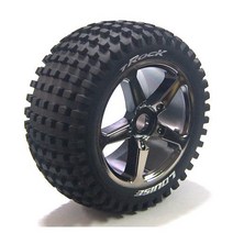 LOUISE RC L-T3251BC T-ROCK 1/8 Truggy Tire SPORT/Black Chrome Spoke Rim / 0 Offset Mounted (반대분 본딩완료)