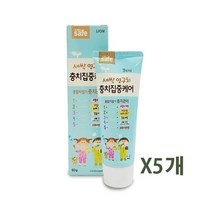 UNIQ&MALL 라이온 키즈앤 세이프 새싹영구치 충치집중치약 60g 어린이 키즈 치약, 5개