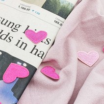 열접착 와펜 하트 핑크 자수패치 의류 유니폼 가방