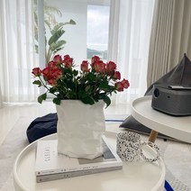 구겨진 도자기 세라믹 화병, 블랙
