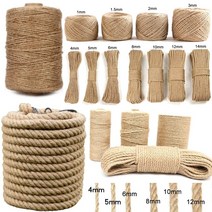 마닐라로프 1-14mm 천연 황마 꼬기 빈티지 황마 로프 코드 문자열 꼬기 삼베 diy, 6mm 5미터