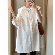 디핏허그 프렌치 라펠 롱 블라우스 셔츠 루즈 임산부복