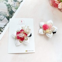 리본 봄 꽃밭에서 배씨 한복머리띠 머리핀