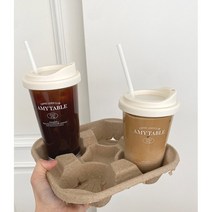 [다비브] 심플 레터링 리유저블 텀블러 2size 아이스컵 투명 카페 친환경 캠핑용 사무실용 텀블러, 355ml