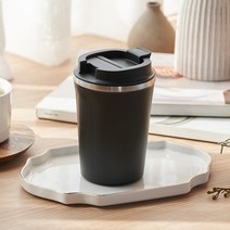 아소부 스텐 보온보냉 밀폐력 갑 텀블러 380ML 카페컴팩트 블랙