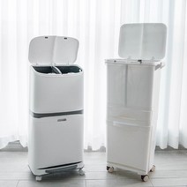 지안 가정용 재활용 스탠드분리수거함, 2단(발판형), 재활용 스티커 추가, 1개
