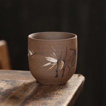 일본 세라믹 찻잔 손으로 그린 세라믹 찻잔 중국 쿵푸 컵 75ml 초벌구이 거친 도자기 찻잔 오래된 바위 토양, 유형 E