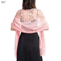 천주교 미사보 성당 카톨릭 미사포 성물 185x63cm 여성 1920 년대 스카프 랩 중공 크로 셰 뜨개질 꽃 레이스 드리 워진 술 웨딩 케이프 이브닝 파티 빈티지 숄, 분홍색