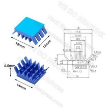 램쿨러 미니 ic 칩셋용 13x14x6.5mm 뾰족한 실버블루블랙 알루미늄 냉각 방열판, 푸른