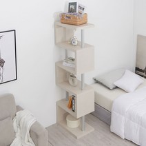 바이올렛퍼니쳐 좁은 공간 슬림 파티션 책장 가벽 장식장 5단, 아이보리