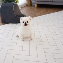 휴팡 양면 6T 폴딩형 강아지매트[미끄럼방지 슬개골보호 애견매트] 소형 70x180cm 헤링본화이트