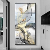 아트미니 보석십자수 황금 사슴 나무 새떼 일출 산수화 수묵화 돗단배 전체수 DIY키트, 90x170cm