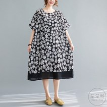 도오빠 여성 반팔 롱 원피스 라운드 플라워 맥시원피스 빅사이즈 여름 꽃무늬 플레어 여자원피스 프리사이즈