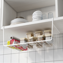 미노네 걸이형 주방 싱크대 언더 선반 걸이 철제 와이어 하부장 상부장 멀티바스켓 틈새 거는 바구니, 화이트
