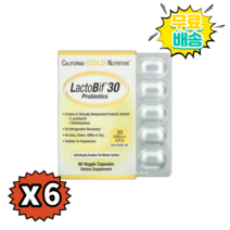 [빠른직구배송] [3+3] 캘리포니아 골드 락토비프 프로바이오틱 300억 CFU 60캡슐 x 6 (총6개) [정품품질보장]