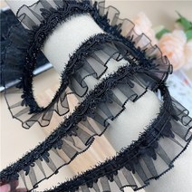 레이스 스팽글 띠 판매 블랙 반짝이 주름 공예 리본 diy 웨딩 드레스 가방 모자 스커트 옷 재봉 재료, 1야드, 검은 색