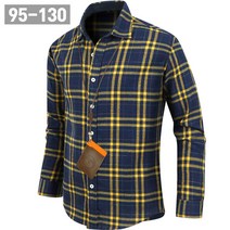 남자 기모 체크 셔츠 구김없는 긴팔 남성 겨울 봄 가을 남방 빅사이즈 95-130