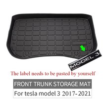 2021 TESLA MODEL 3 카고 트레이 트렁크 TPE 방수 패드 MODEL3 2017-2021 용 새 차 앞 트렁크 보관 매트, 2017-2020