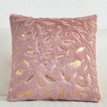 10색 장식성 벨벳 쿠션 커버 45x45cm 금빛 깃털 베개 커버 홈 인테리어 소프트 포켓 베개 커버 소파 베개 커버 일반베개, 진분홍색