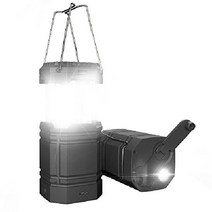 태양열 캠핑 랜턴 충전식 핸드 LED 손전등 전원 포트 없음 3000mAh 배터리 방수, 검은색