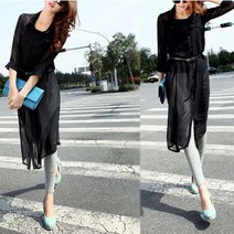 협력브랜드 여성 셔츠 원피스 루즈핏 얇은 롱기장 남방 캐주얼