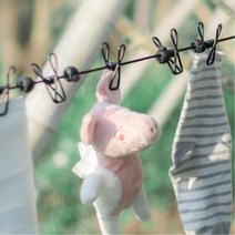 캠핑 호텔 집게 일체형 고리달린 빨랫줄 2P 마당 수건 아기옷 집게달린빨래줄 빨래줄집게