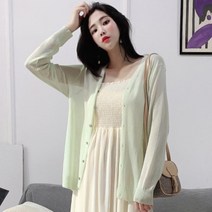 [바보사랑] 여자 얇은 커버업 단추 브이넥 가디건[옷자락]