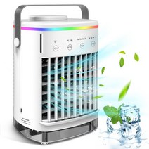 이동식에어컨 수냉식 에어컨 작은방 실외기없는 휴대용 에어컨 미니 팬 쿨러 USB 3 기어 속도 쿨링 가습기, 01 White