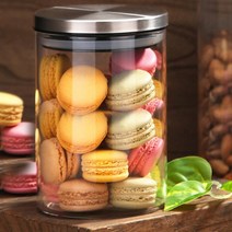 원형쿠키통 견과류 디저트 보관 유리 밀폐용기 900ml