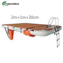 워터 플랫폼 매트 매직 카펫 야외 서핑 낚시 FUNWORLD 공기 주입식 플로팅 도크 물 수영 데크 미끄럼 방지 표면 호수용, 6.2m with ladder