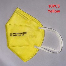 FFP2 kn95 fpp2 승인 CE 호흡기 페이스 ffp3 덴탈마스크, 기본, T10-10PCS Yellow