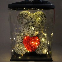 결혼기념일 1주년 선물 곰돌이꽃 장미 곰돌이 a07, 단일사이즈, 40cm 그레이 러브 클래식 선물 상자