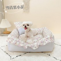 여름 예쁜 청순 플라워 레이스 소형 애견 쿠션 매트 비숑 말티즈 푸들 쏘오옥, 블루 플라워
