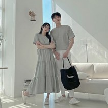 플리츠 여름 반팔 커플룩 기념일 선물 시밀러 부모님 커플티 여사친 남사친 셀프 웨딩 촬영 신혼 부부 여행