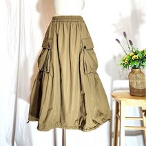 건빵스커트 가을 면합포 바스락 내추럴 셔링 프라 치마