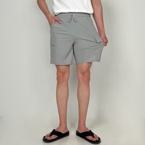 (1+1)쿨링 스판 카고 밴딩 반바지 슬림 일자핏 팬츠 트레이닝 웨이트 운동복 남자 캐주얼 데일리 여름 바지 코디