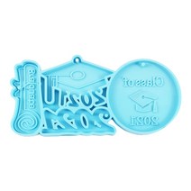 Glossy 2021 졸업식 키 체인 에폭시 수지 금형 수제 목걸이 실리콘 몰드 DIY 공예 보석 도구, 푸른