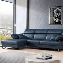 레스트 4인 카우치소파 초생피가죽, 앉아서우측, 네이비