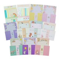 종이배카드 편지지 11종 편지지 66p + 봉투 33p, 1세트, 혼합 색상