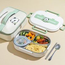 [보온백 +수저세트 증정] 직장인 런치박스 전자레인지용 보온 스텐 도시락 도시락통, 4칸, 1개, 흰색
