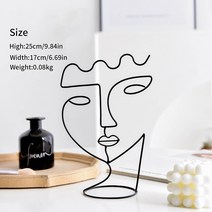 쇼파뒤 카페 인테리어 가게오픈 개업 결혼 선물 노호혼 재물복 홈 장식 그림 얼굴 추상 조각 금속 예술 블랙 라인 수제 장 북유럽 현대 거실, [02] A-Large