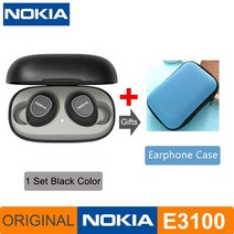 노키아 E3100 TWS 헤드폰 Fone Auriculares 무선 블루투스 이어폰 HD 전화 400mAh 안드로이드 IOS 레드 오렌지 핑크 헤드셋, 규격 없음, E3100 Black and Case