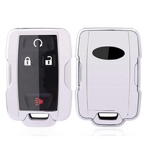 Horande 360도 부드러운 TPU 보호 키 포브 커버 케이스 쉐보레 실버라도 1500 타호 콜로라도 서버번 GMC 시에라 캐니언 SLT 스마트 키리스 엔트리 포브(퍼플), Silver