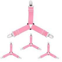 침대 시트 패스너 클립 조정 가능한 삼각형 탄성 멜빵 그리퍼 홀더 스트랩 시트 클립 침대 시트 매트리스 커버, [06] 3 clips-pink