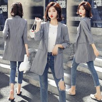 cs mall 여성 봄 가을 린넨 줄무늬 자켓 W1057